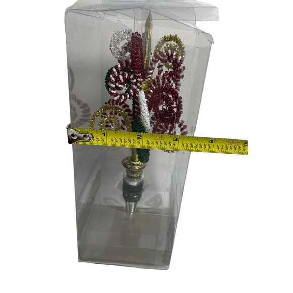 Pier 1 Beaded Christmas Star Topped Spiral Tree Wine Bottle Stopper Gold - Picture 4 of 8
